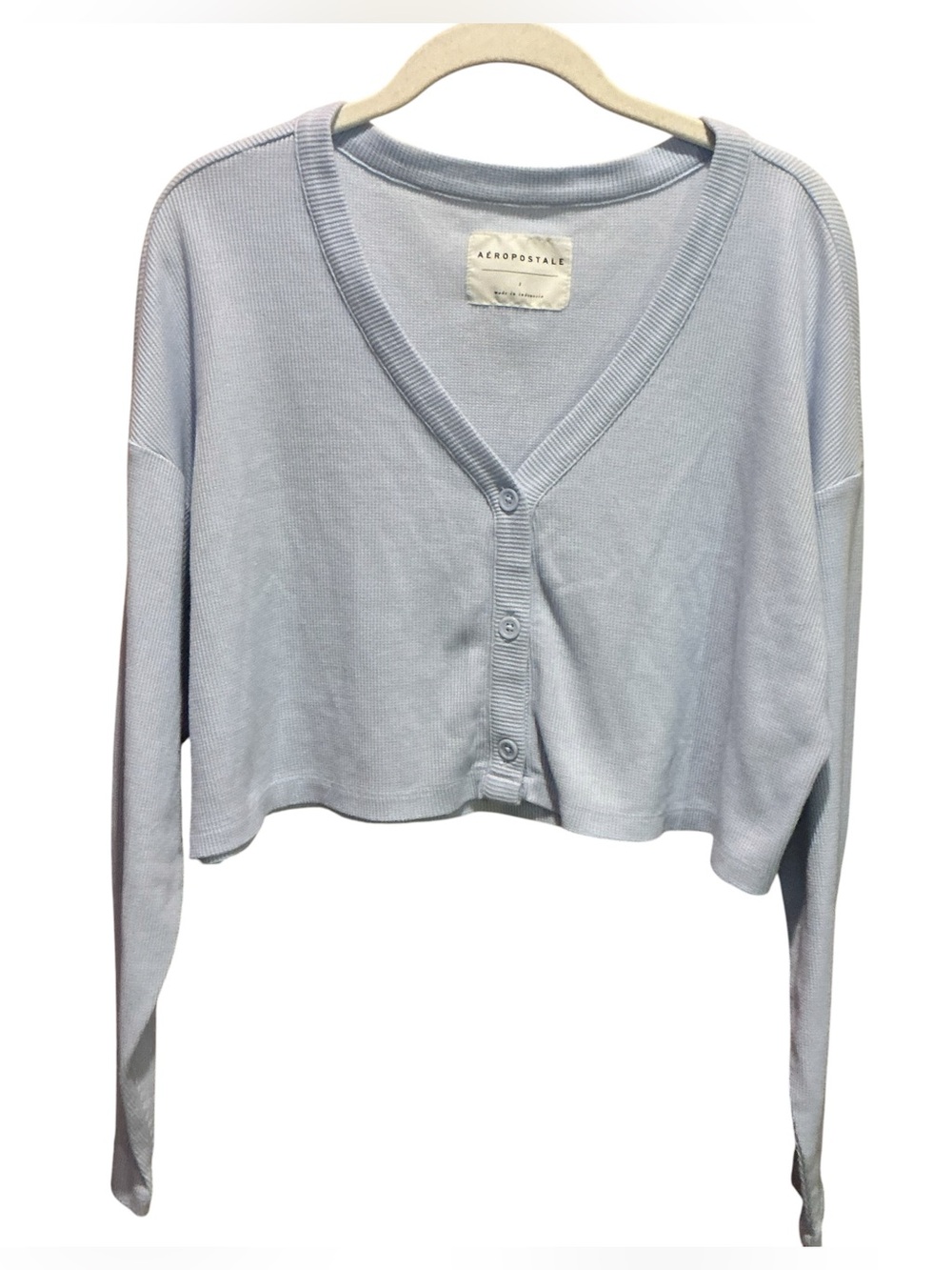 Aeropostale Light Blue Button Down Crop Top